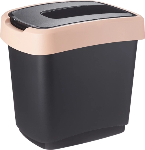 Coș pentru colectare selectivă cu capac rabatabil 15 l negru/maro pastel