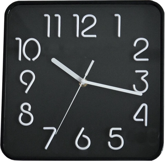 Ceas de perete 25,3 × 25,3 cm cu cadran 3D – negru
