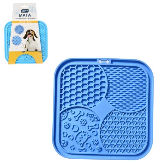 Tăviță de lins pentru câini și pisici 20 × 20 cm albastră