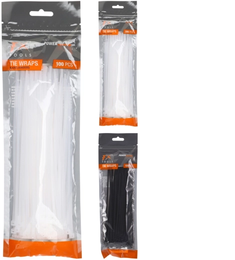 Coliere de cablu autoblocante 200 × 2,5 mm, negre