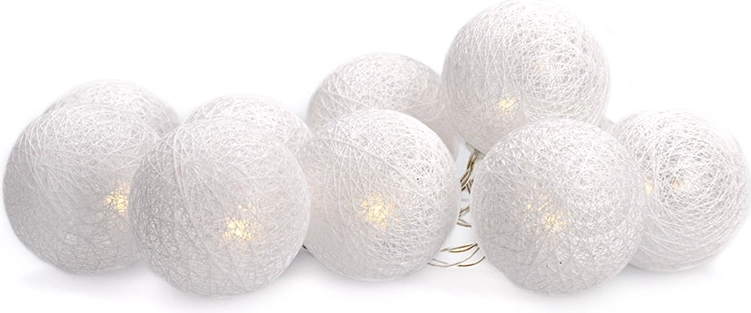 Solight lanț luminos LED de Crăciun cu bile din bumbac, 10 LED-uri, 1,5 m, alb cald, pe baterii