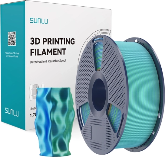 Sunlu PLA+ Silk filament bicolor albastru-verde