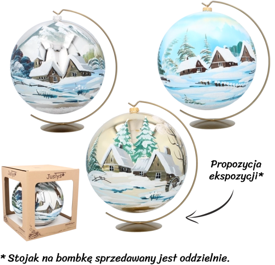 Glob de Crăciun din sticlă 25 cm cu decorațiune pictată manual Chomik