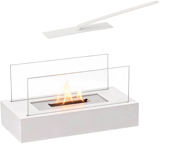 Șemineu bioetanol de masă 35 × 18 × 15 cm alb