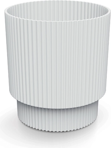 Ghiveci Milly 12,8 cm alb – înveliș modern din plastic cu striații