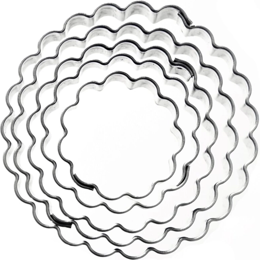 Decupatoare din inox cerc cu margine ondulată – set 5 buc.