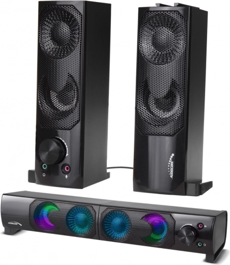 Boxe stereo pentru PC Audiocore 2.0 cu soundbar și RGB
