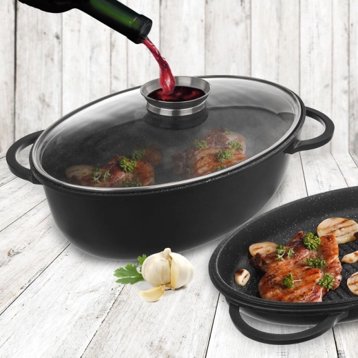 Capac din sticlă cu dozator pentru coacere suculentă