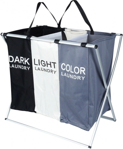 Trei compartimente pentru sortarea rapidă a rufelor