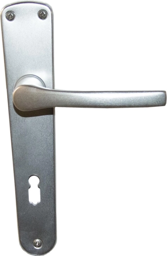 Clanță de ușă cu plăcuță MONET pentru cheie 72 mm, aluminiu, argintiu