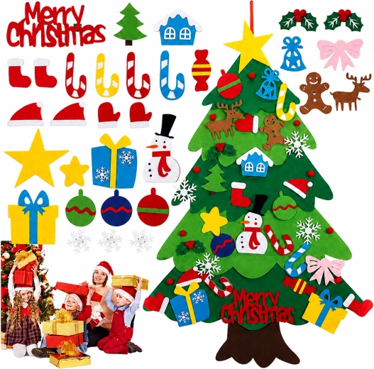 Brad de Crăciun din fetru pentru copii, pentru decorare proprie – 1 bucată