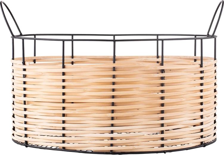 Coș de depozitare din metal cu împletitură naturală 40 × 26,5 × 24,5 cm