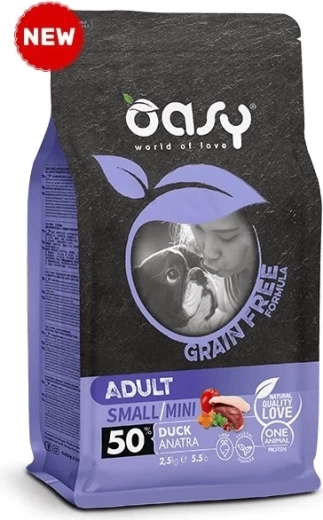 Oasy Grain Free Adult Small/Mini rață 2,5 kg