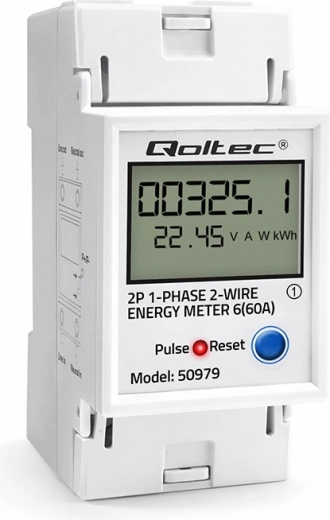 Contor monofazat pe șină DIN cu LCD, indicație LED și funcție RESET 230 V 60 A