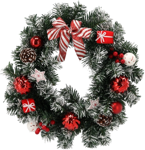 Coroniță de Crăciun 40 cm alb-roșu