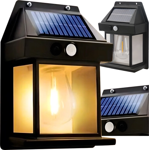 Aplica LED solară de perete cu senzor de mișcare, alb cald 3000K, IP44