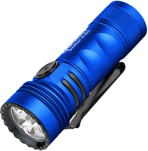 Lanternă de buzunar OLIGHT Seeker 4 Mini albastră cu lumină UV și albă