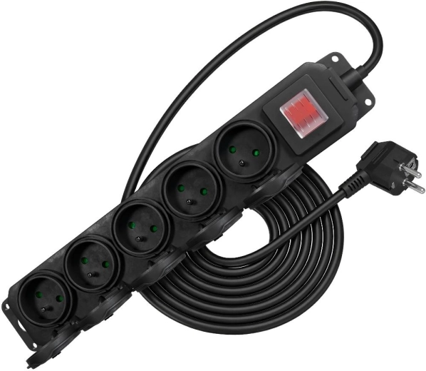 Prelungitor de exterior RETLUX RPC 208 cu 5 prize IP44, 3 m