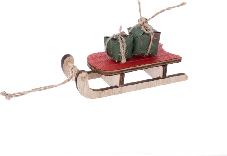 Săniuțe decorative din lemn bej-roșii 11 cm