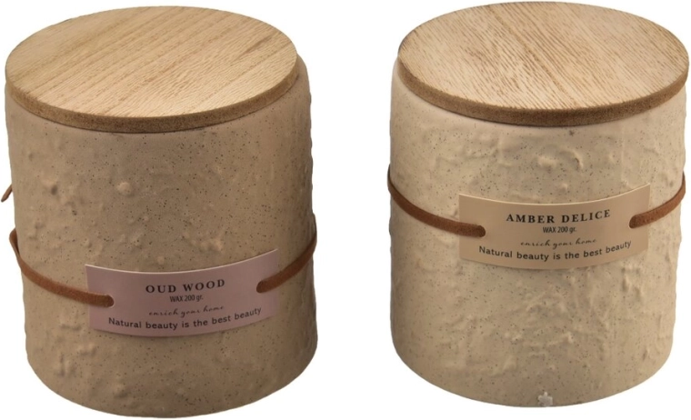 Lumânare parfumată decorativă din ceramică și lemn 200 g (2 variante)