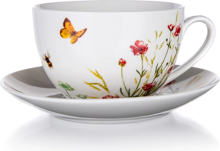Ceașcă din ceramică cu farfurioară 240 ml Meadow