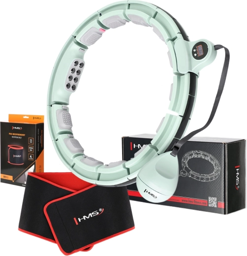 Set hula hoop de masaj HMS cu contor și magneți + brâu modelator BR163, verde
