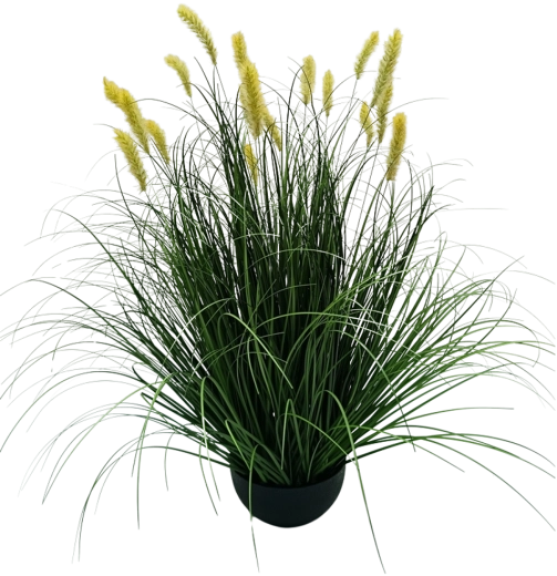 Iarbă ornamentală artificială Pennisetum în ghiveci, galbenă, 70 cm