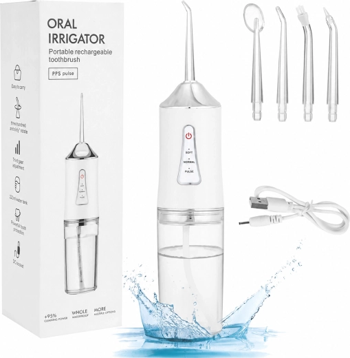 Irigator dentar fără fir 230 ml cu 4 duze și 3 moduri - 1 bucată