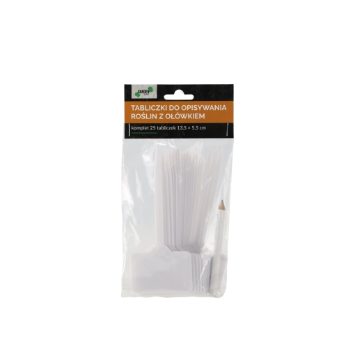 Set de 25 etichete de grădină din plastic alb cu creion 13,5 × 5,5 cm