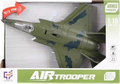 Avion de vânătoare din plastic cu baterii, cu lumini și sunete, 32 × 22 cm