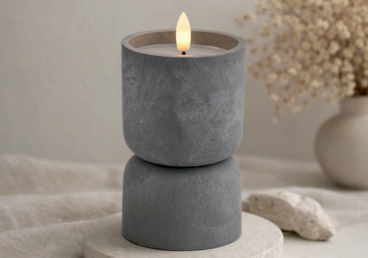 Formă elegantă de clepsidră și aspect de beton