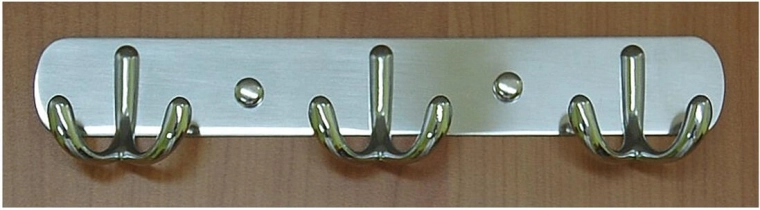 Cuier de perete cu trei cârlige duble CYRIL, crom