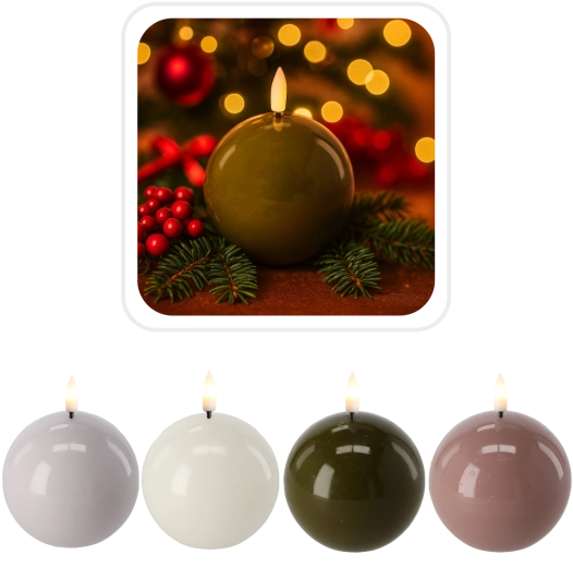 Sferă din ceară LED 8,5 cm – lumânare decorativă cu flacără realistă