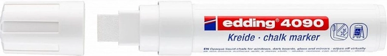 Marker cu cretă edding 4090 alb – cretă lichidă cu vârf lat