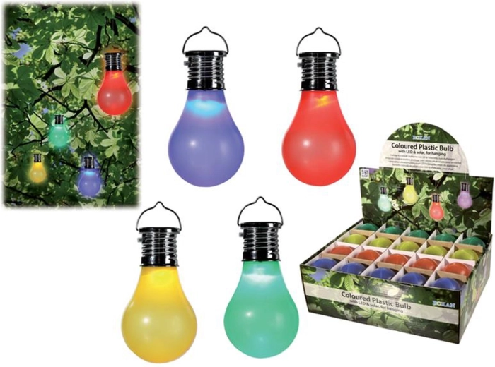 Bec LED solar suspendat din plastic 10 × 5 cm