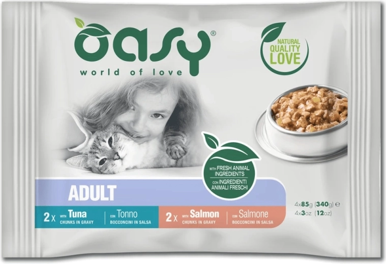 Oasy plicuri pentru pisici adulte în sos – selecție de pește 4×85 g