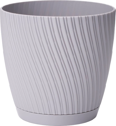 Ghiveci Mika Eco Recycled cu farfurioară, 17 cm, platina