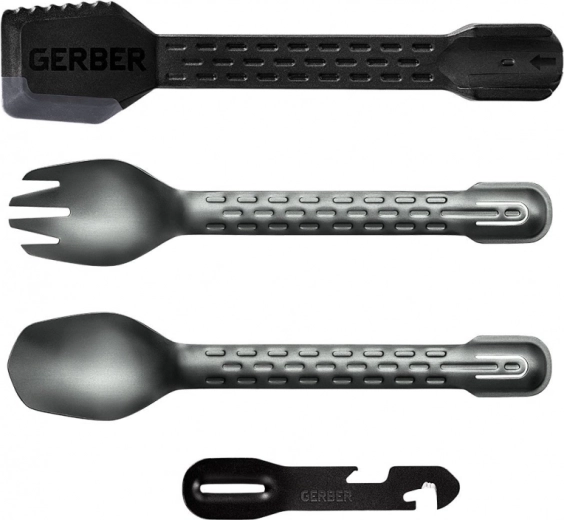 Gerber ComplEAT Cook Eat Clean Tong Onyx – tacâm multifuncțional pentru exterior