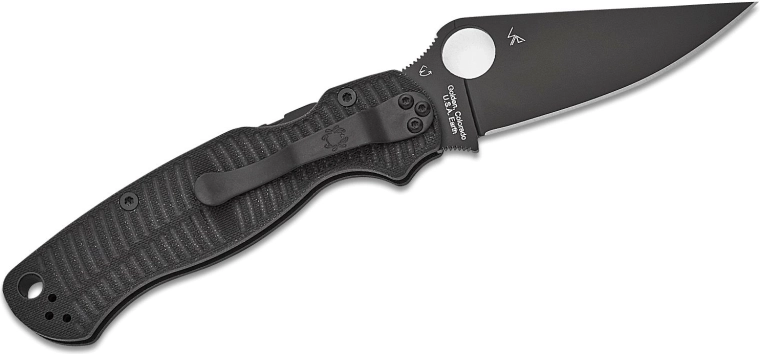Cuțit pliabil Spyderco Para Military 2 Salt, G-10 negru, CPM MagnaCut, lamă neagră
