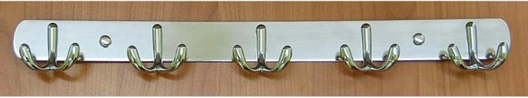 Cuier de perete cu cinci cârlige duble CYRIL, crom