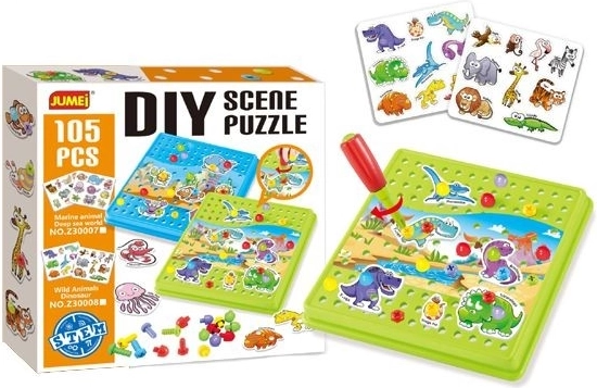 Puzzle de construcție cu șurubelniță (animăluțe), 105 piese - 1 bucată