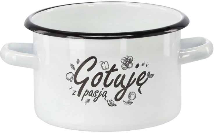 Oală emailată 2 l, 16 cm, albă – gătesc cu pasiune