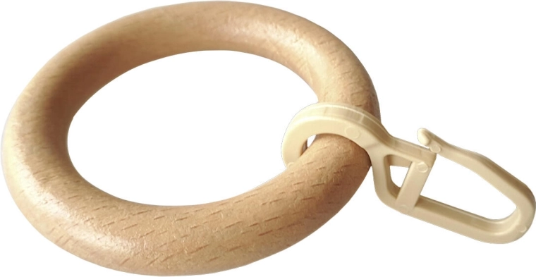 Inele suspendate din lemn cu cârlig, lac natural (10 buc.)