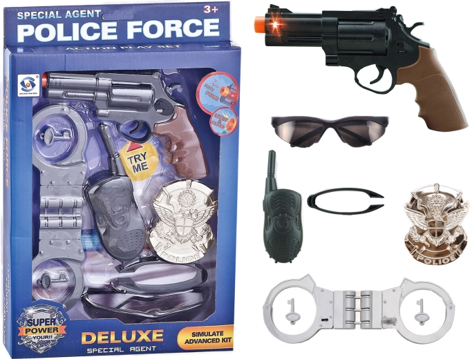 Pistol de poliție cu accesorii – set 6 piese