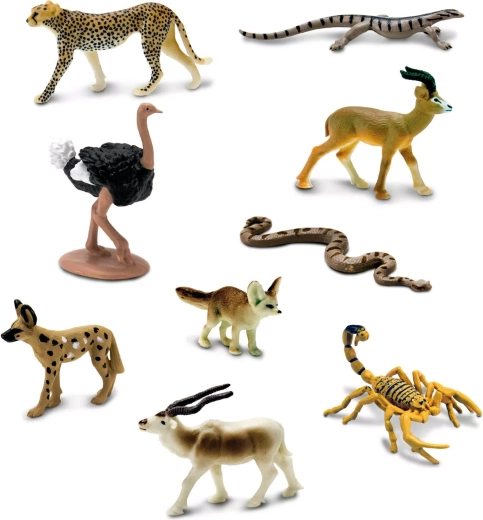 9 mini figurine de animale sahariene într-un singur tub