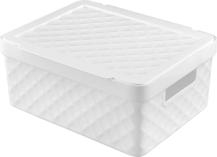 Coș de depozitare din plastic cu capac HEIDRUN Diamond 36 × 27 × 14 cm - 1 bucată