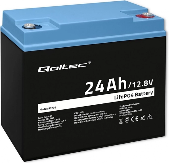 Acumulator LiFePO4 litiu-fosfat de fier 12.8V 24Ah 307.2Wh cu BMS