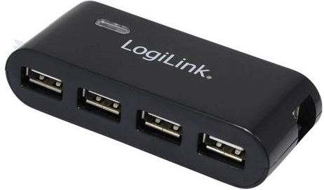 Hub USB 2.0 cu 4 porturi și adaptor de alimentare, negru