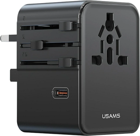 Adaptor și încărcător universal de călătorie Usams 70 W (US/AU/EU/UK) negru