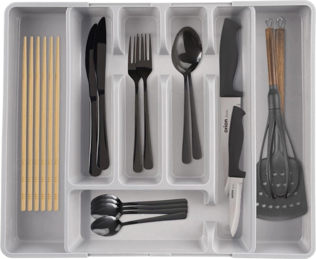 Organizator extensibil pentru tacâmuri în sertar Orion, gri